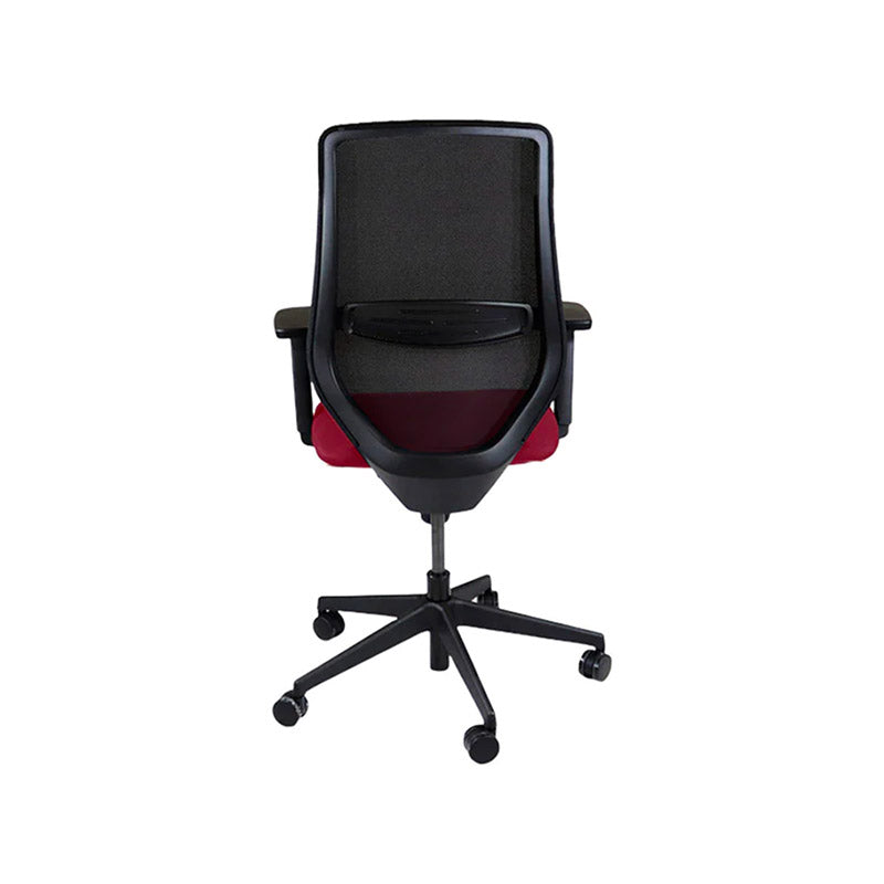 Saxe : <tc>Scudo</tc> Chaise de bureau avec assise en cuir bordeaux sans appui-tête - Reconditionnée