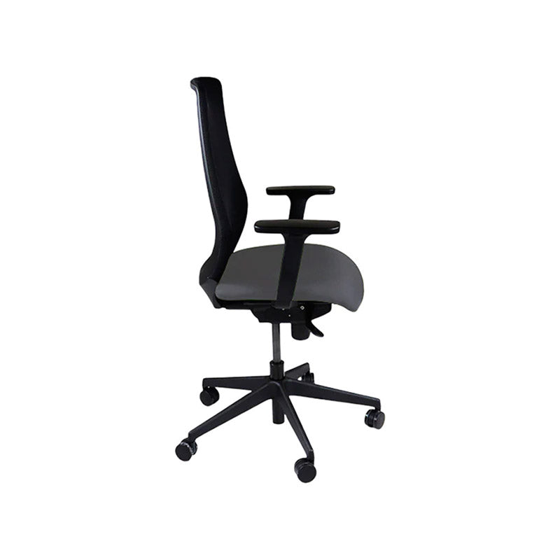 Saxe : <tc>Scudo</tc> Chaise de travail avec assise en tissu gris sans appui-tête - Reconditionnée
