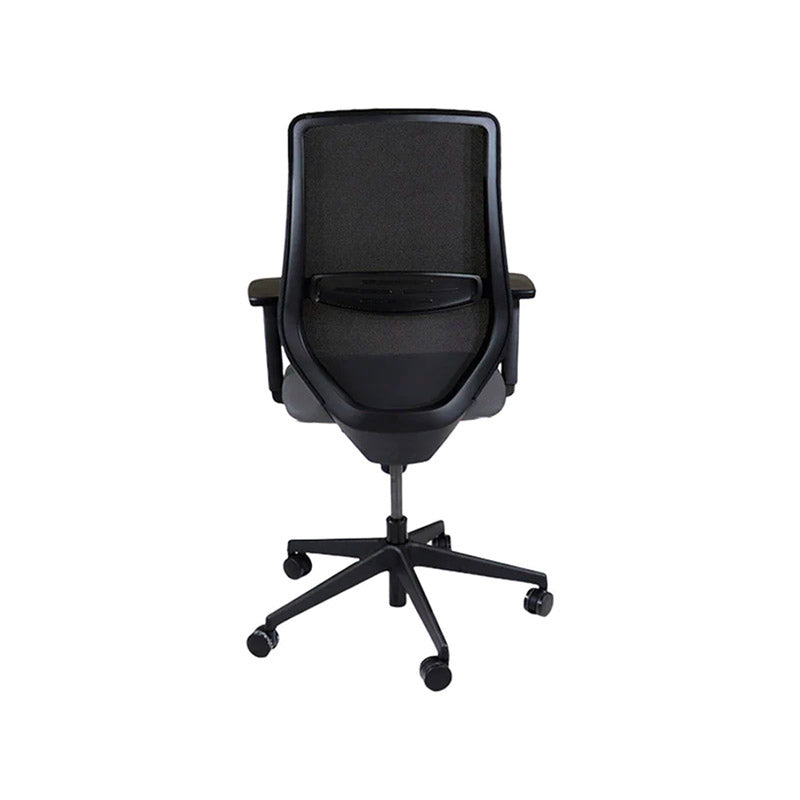 Saxe : <tc>Scudo</tc> Chaise de travail avec assise en tissu gris sans appui-tête - Reconditionnée