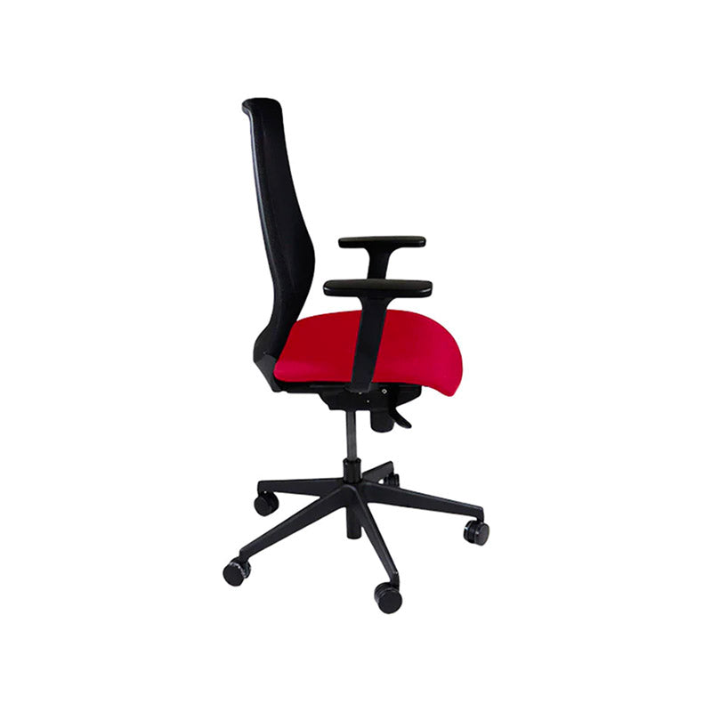 Saxen: Scudo Task Chair with Red Fabric Seat without Headrest - Refurbished