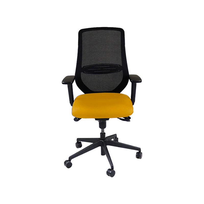 Saxe : <tc>Scudo</tc> Chaise de travail avec assise en tissu jaune sans appui-tête - Reconditionnée