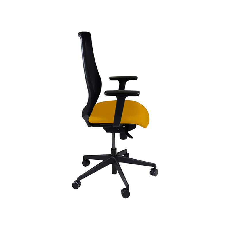 Saxe : <tc>Scudo</tc> Chaise de travail avec assise en tissu jaune sans appui-tête - Reconditionnée