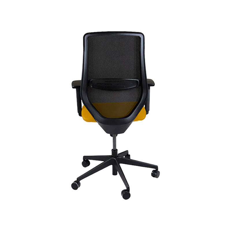 Saxe : <tc>Scudo</tc> Chaise de travail avec assise en tissu jaune sans appui-tête - Reconditionnée