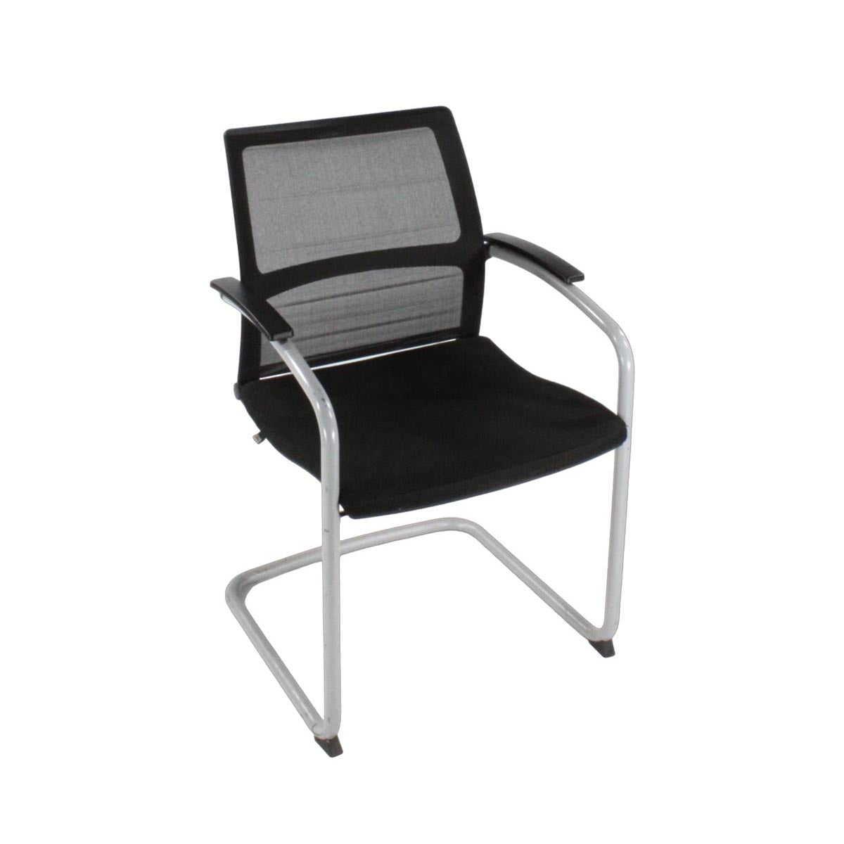 <tc>Sedus</tc>: Chaise cantilever ouverte avec dossier en maille et tissu noir - Reconditionnée