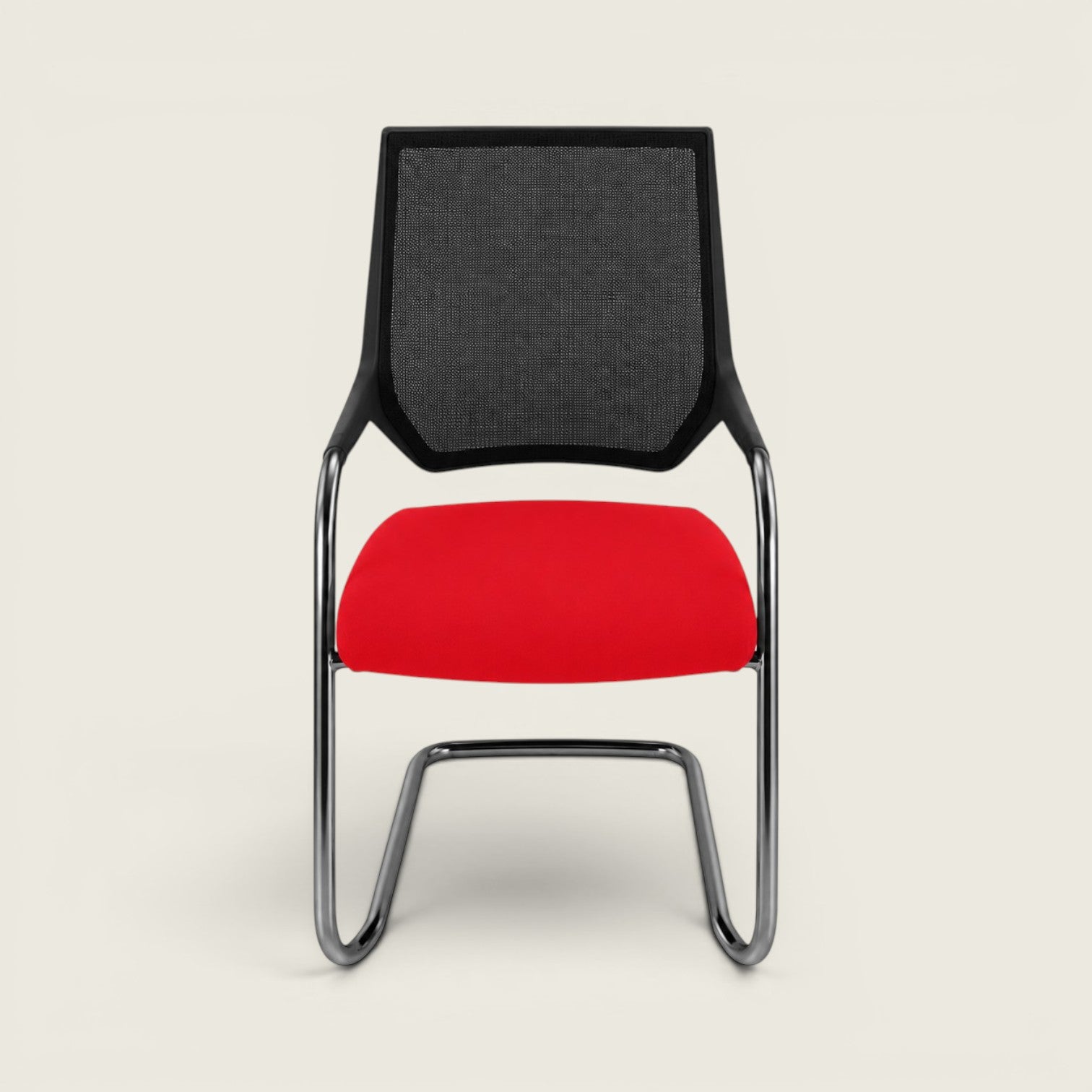 Sedus: Quarterback Cantilever Chair With a Black Mesh Back and Red Seat - Refurbished