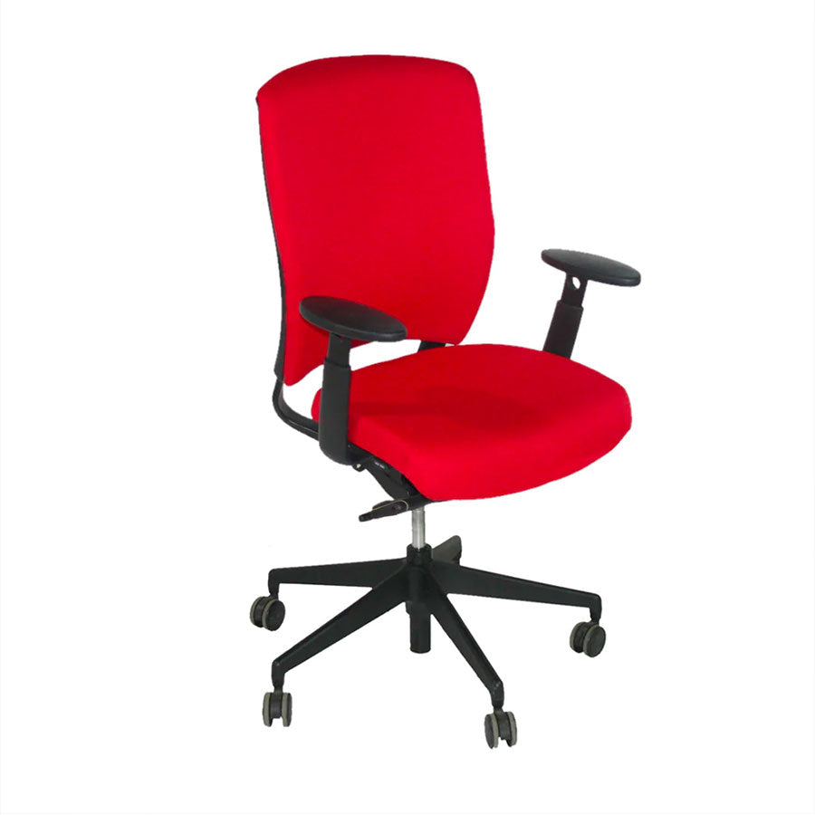 <tc>Senator</tc>: Chaise de bureau Enigma S21 avec cadre noir en tissu rouge - Reconditionnée
