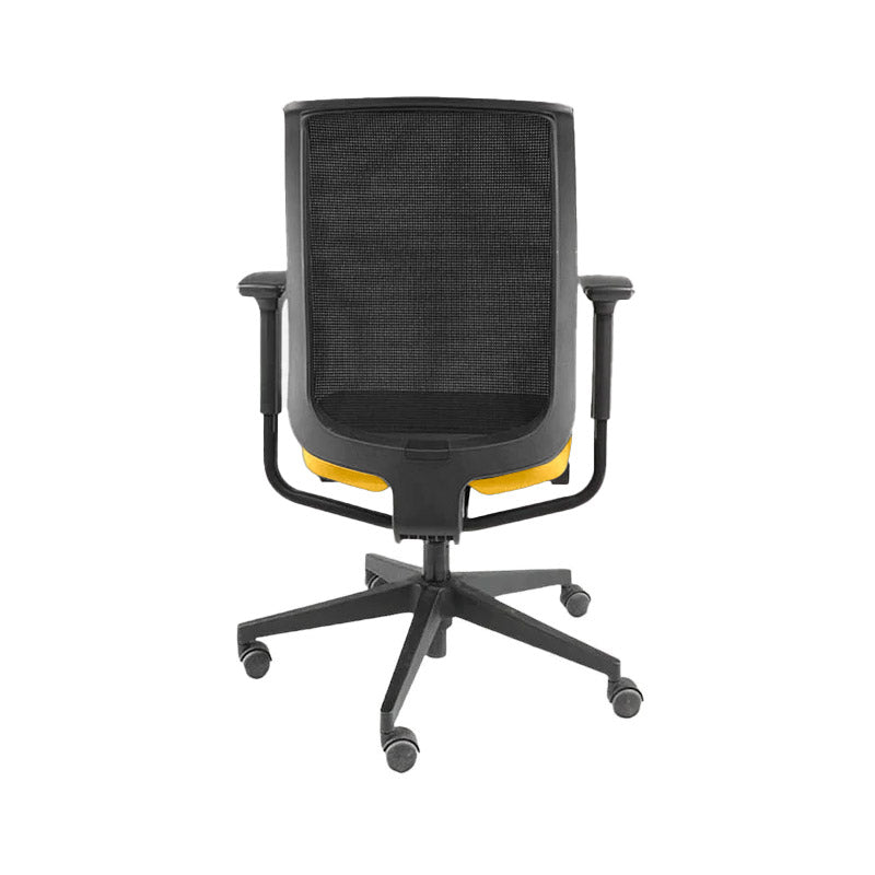 <tc>Steelcase</tc>: Chaise de bureau Reply avec dossier en maille et tissu jaune - Reconditionnée