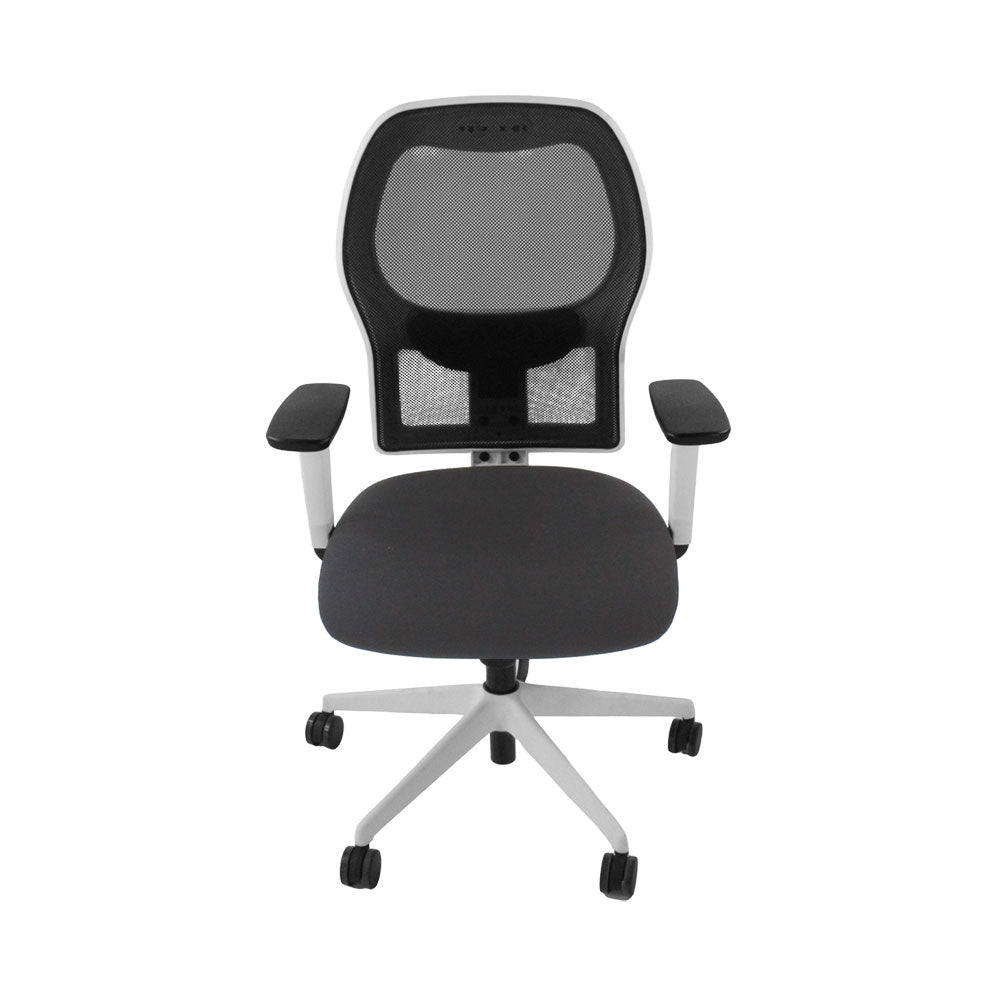 <tc>Ahrend</tc>: : Chaise de travail de type 160 en tissu gris/cadre blanc - Reconditionnée
