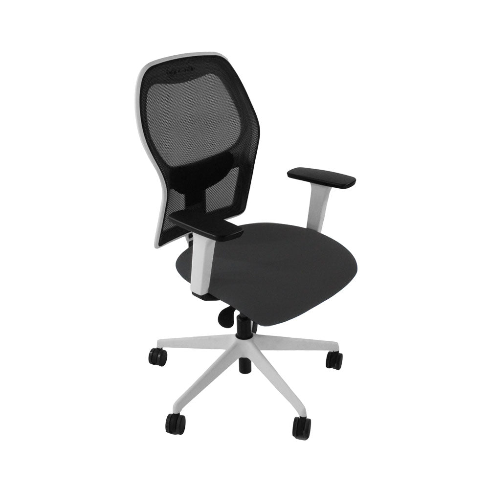 <tc>Ahrend</tc>: : Chaise de travail de type 160 en tissu gris/cadre blanc - Reconditionnée