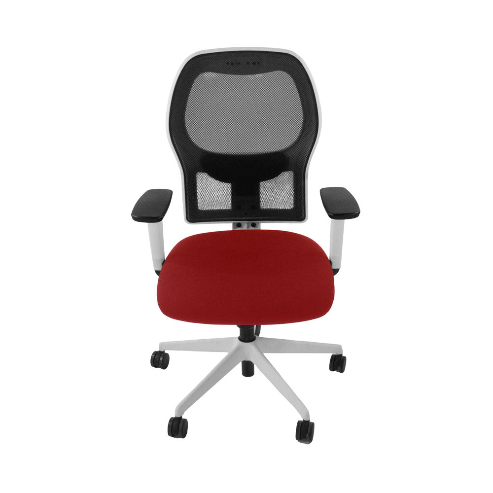 <tc>Ahrend</tc>: : Chaise de travail de type 160 en tissu rouge/cadre blanc - Reconditionnée