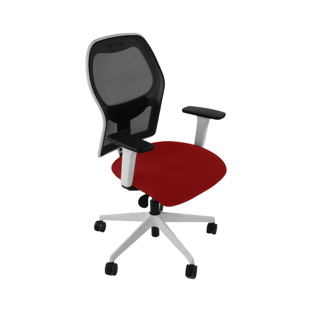 <tc>Ahrend</tc>: : Chaise de travail de type 160 en tissu rouge/cadre blanc - Reconditionnée