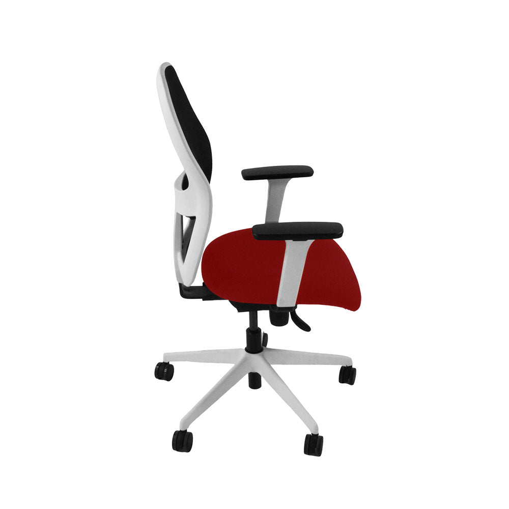 <tc>Ahrend</tc>: : Chaise de travail de type 160 en tissu rouge/cadre blanc - Reconditionnée