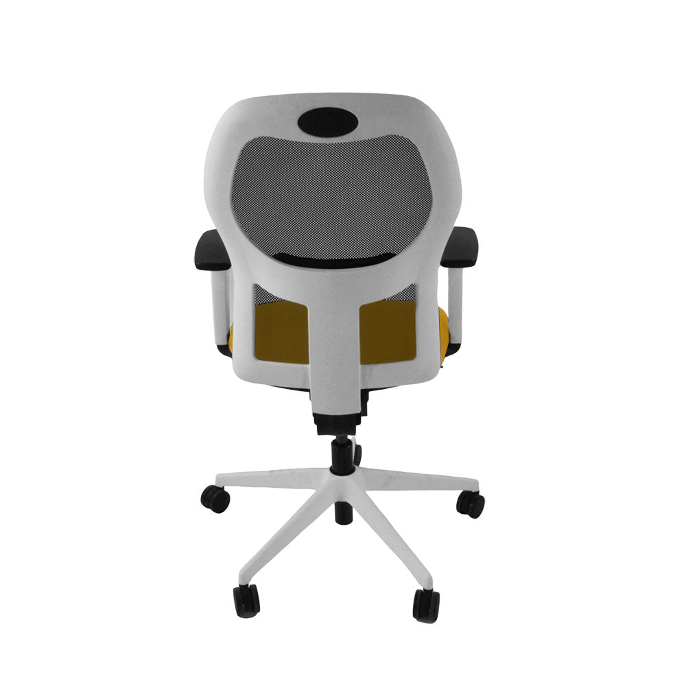 <tc>Ahrend</tc>: : Chaise de travail de type 160 en tissu jaune/cadre blanc - Reconditionnée