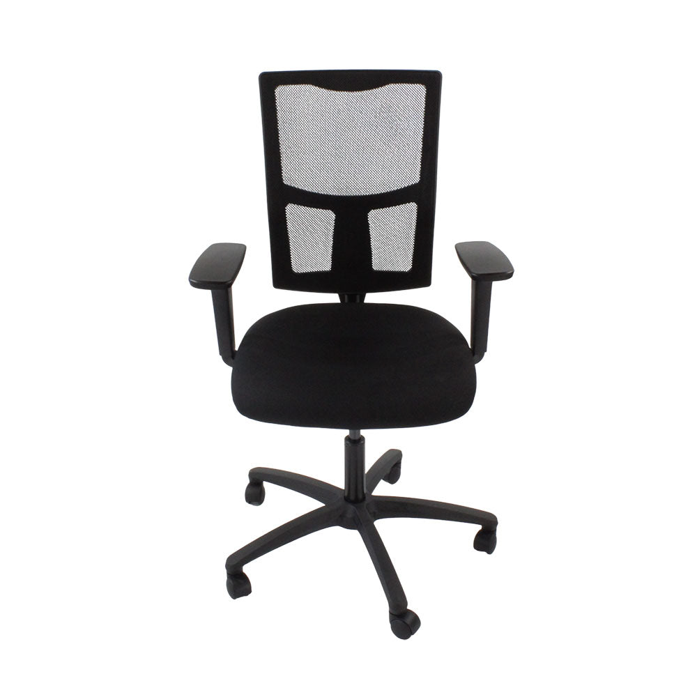 SAXEN: Ergo 2 Chaise de tâche en tissu noir - rénové