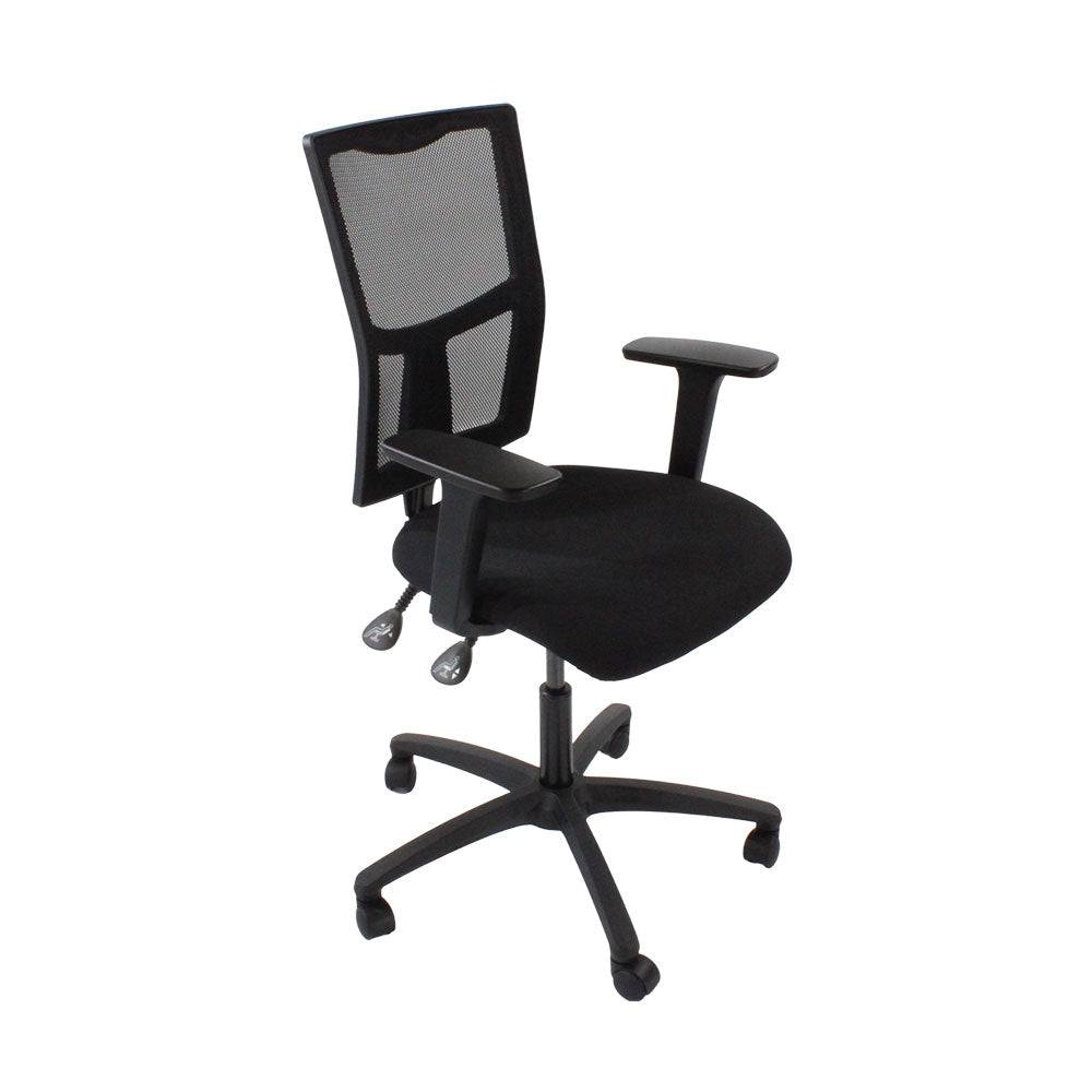 SAXEN: Ergo 2 Chaise de tâche en tissu noir - rénové