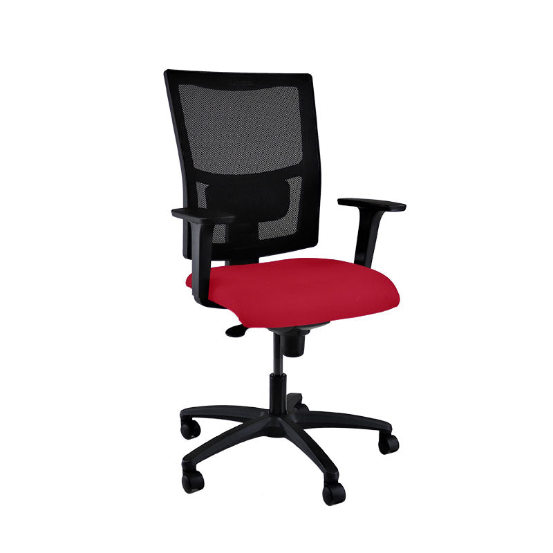 SAXEN: Chaise de tâche Ergo en tissu rouge - rénové