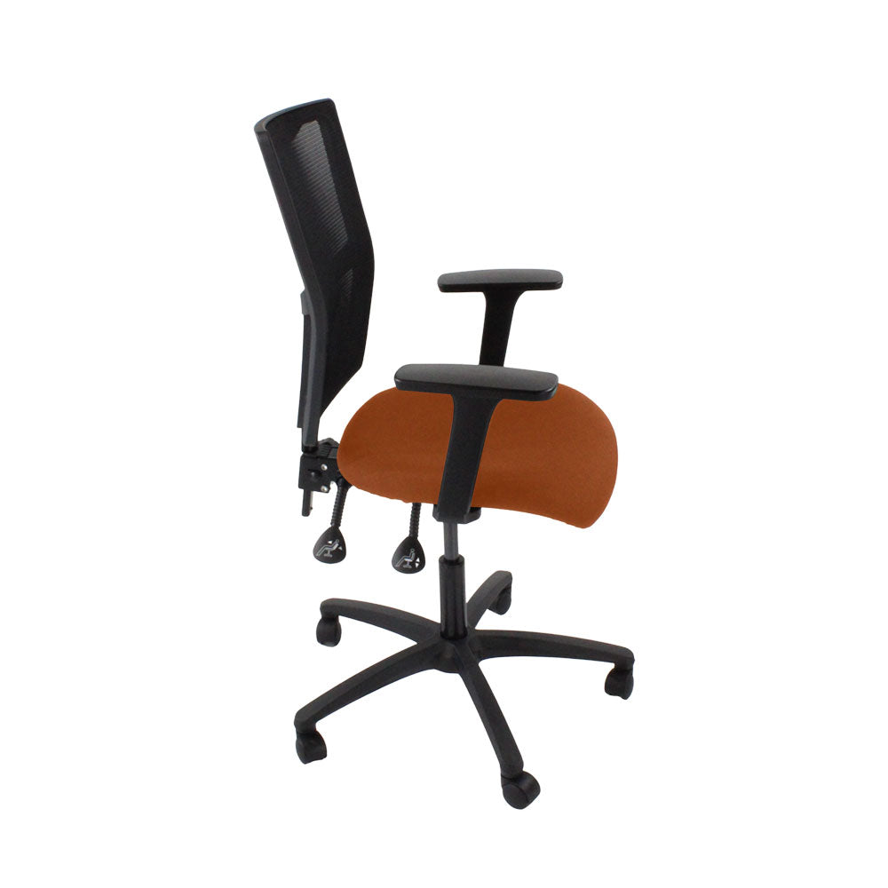SAXEN: Ergo 2 Chaise de tâche en cuir bronzé - rénové