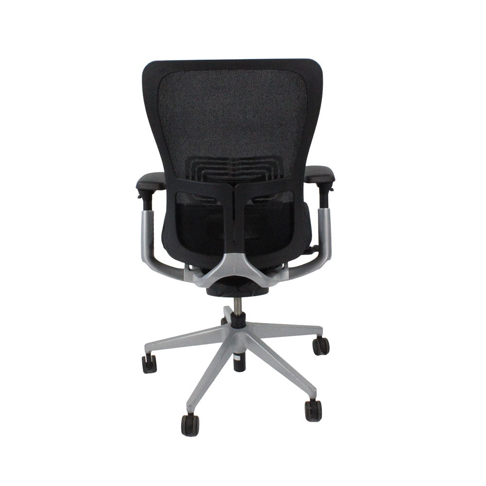 <tc>Haworth</tc>: <tc>Zody Comforto</tc> Chaise de bureau 89 en tissu noir/cadre gris - Reconditionnée