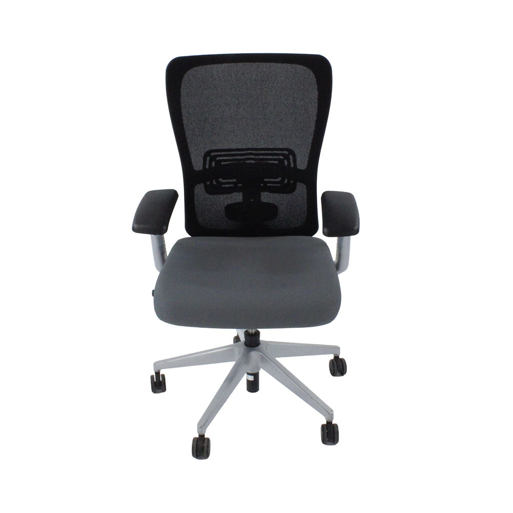 <tc>Haworth</tc>: <tc>Zody Comforto</tc> Chaise de bureau 89 en tissu gris/cadre gris - Reconditionnée