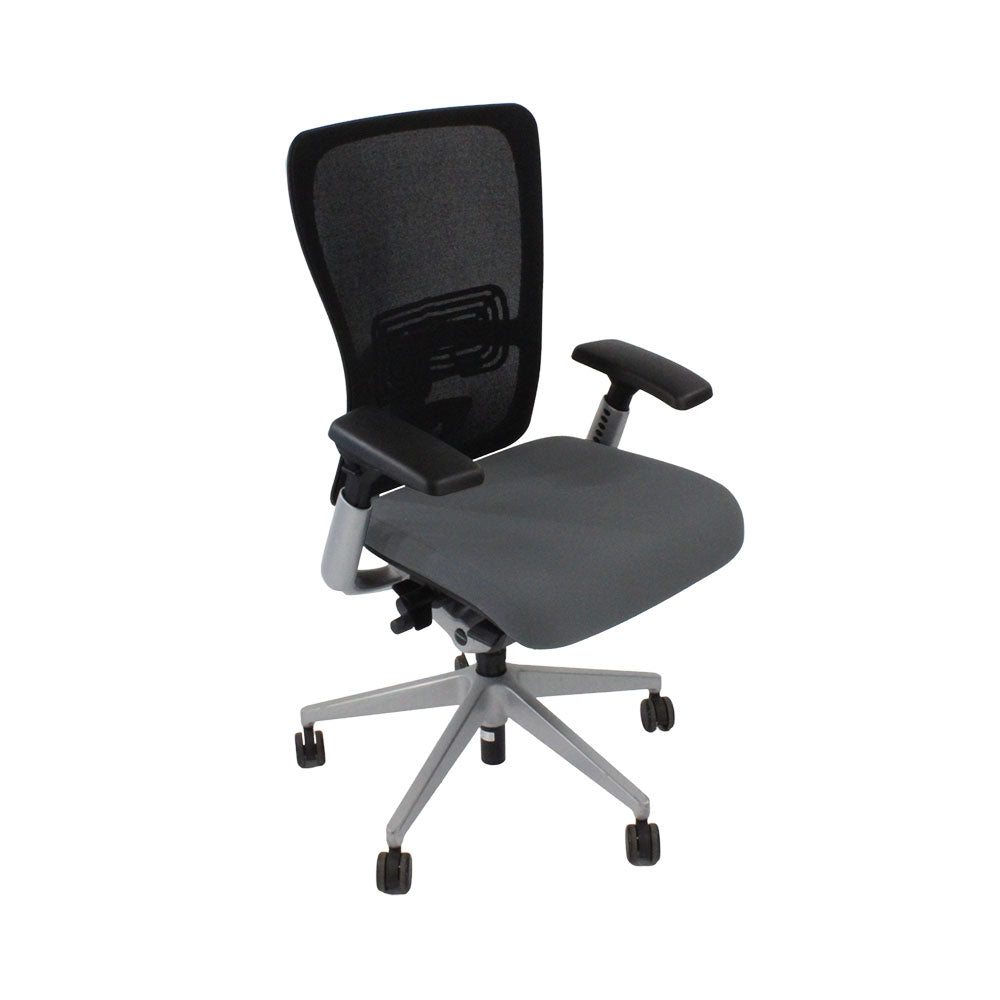 <tc>Haworth</tc>: <tc>Zody Comforto</tc> Chaise de bureau 89 en tissu gris/cadre gris - Reconditionnée