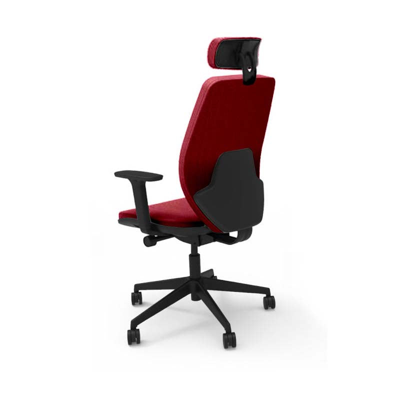 Saxen: Hide Office Chair - High Back Back with Headrest in Burgundy Leather - Refurbished