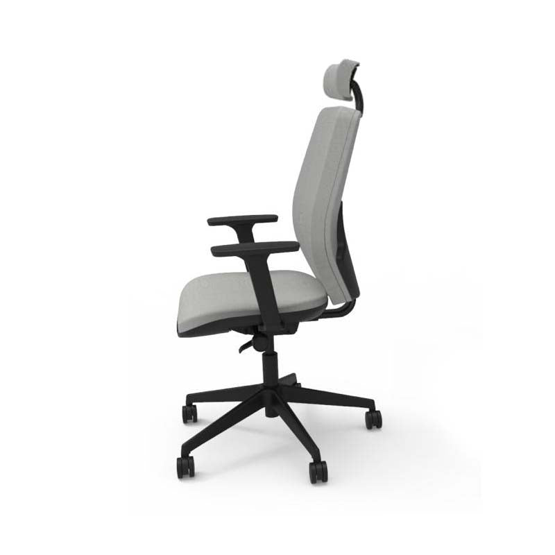 Saxe : <tc>Hide</tc> Chaise de bureau - Dossier moyen avec appui-tête en tissu gris - Reconditionnée