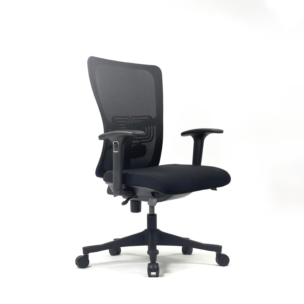 <tc>Haworth</tc>: <tc>Zody Comforto</tc> Chaise de travail 89 en tissu noir/cadre noir - Reconditionnée