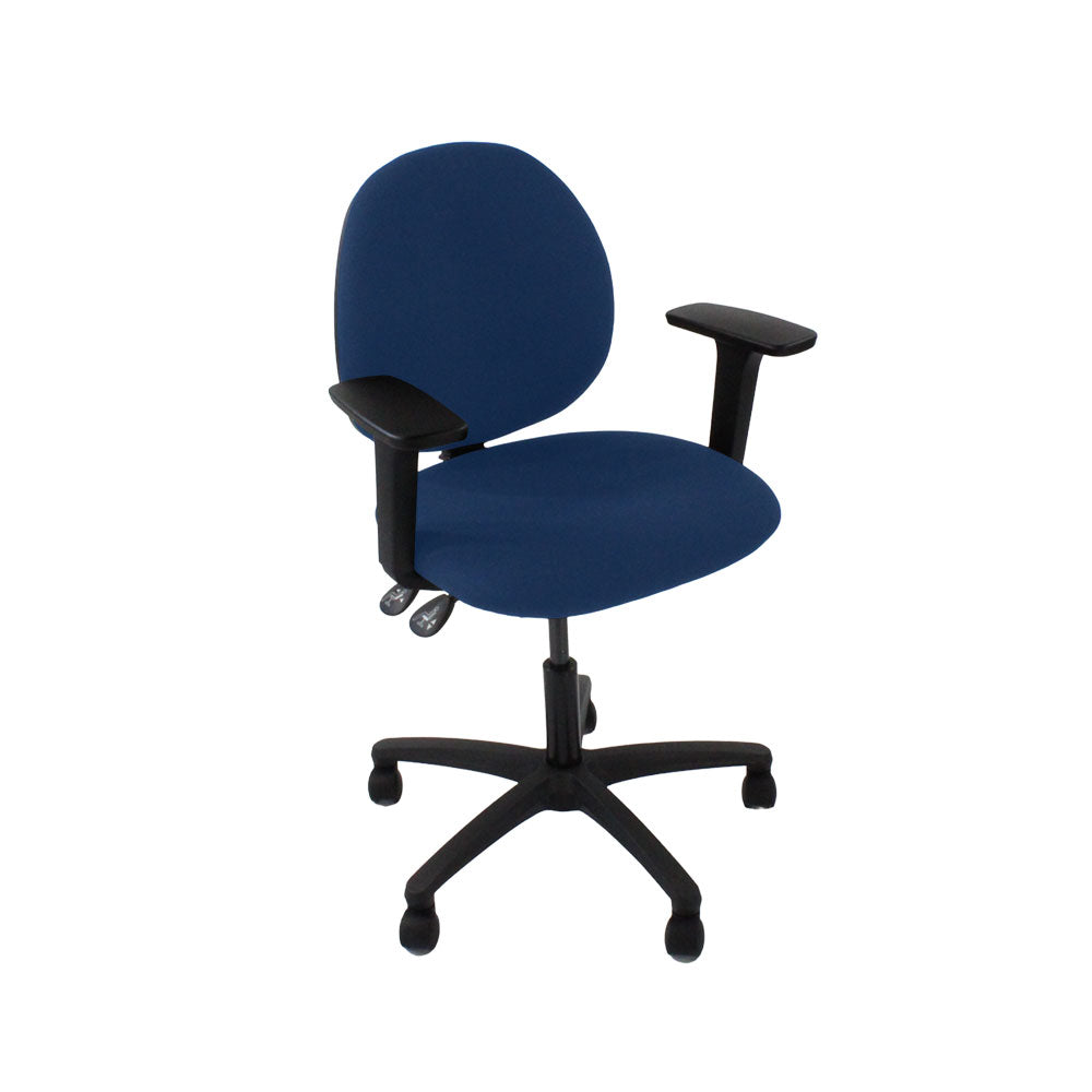Saxe : <tc>Scoop</tc> Chaise d'opérateur en tissu bleu - Reconditionnée