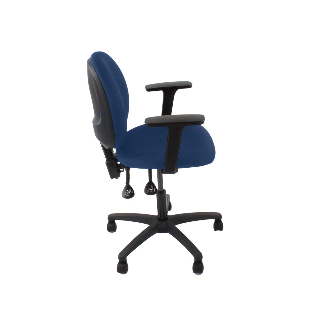 Saxe : <tc>Scoop</tc> Chaise d'opérateur en tissu bleu - Reconditionnée