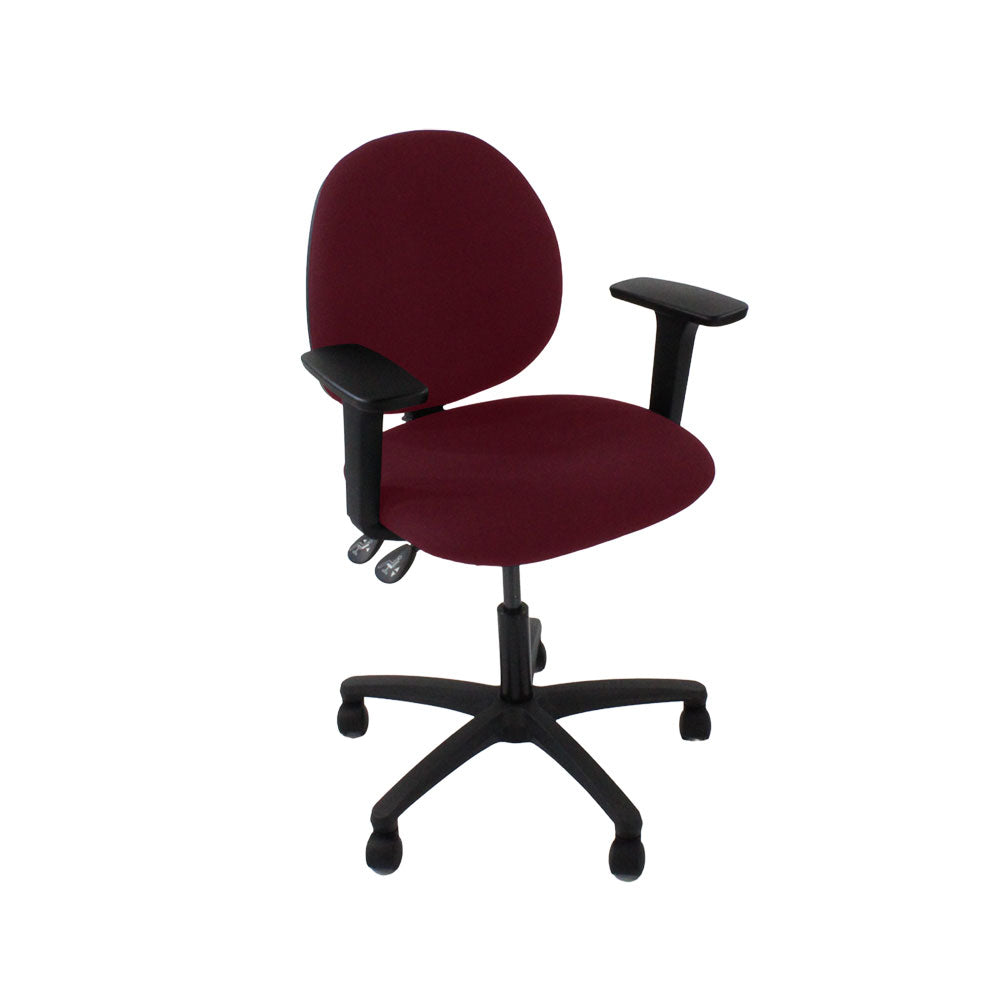Saxe : <tc>Scoop</tc> Chaise d'opérateur en cuir bordeaux - Reconditionnée