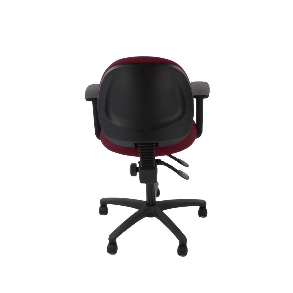 Saxe : <tc>Scoop</tc> Chaise d'opérateur en cuir bordeaux - Reconditionnée