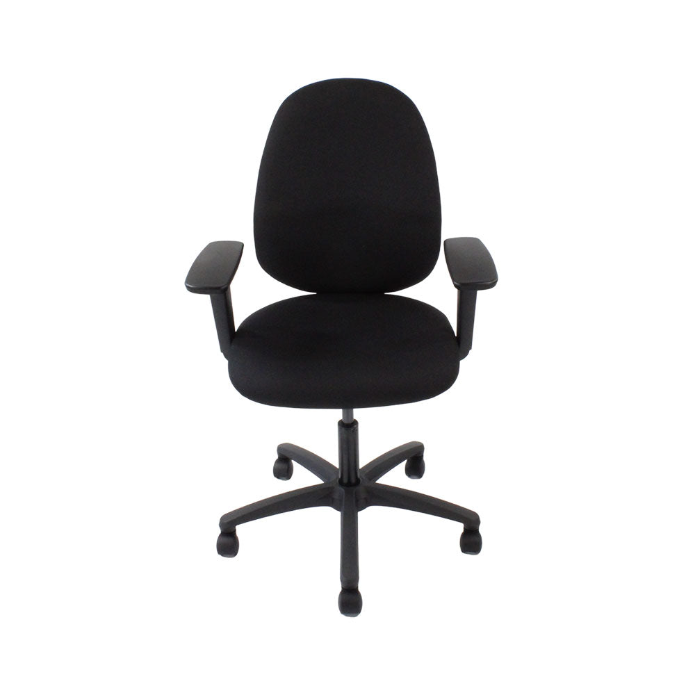 Saxe : <tc>Scoop</tc> Chaise haute d'opérateur en tissu noir - Reconditionnée
