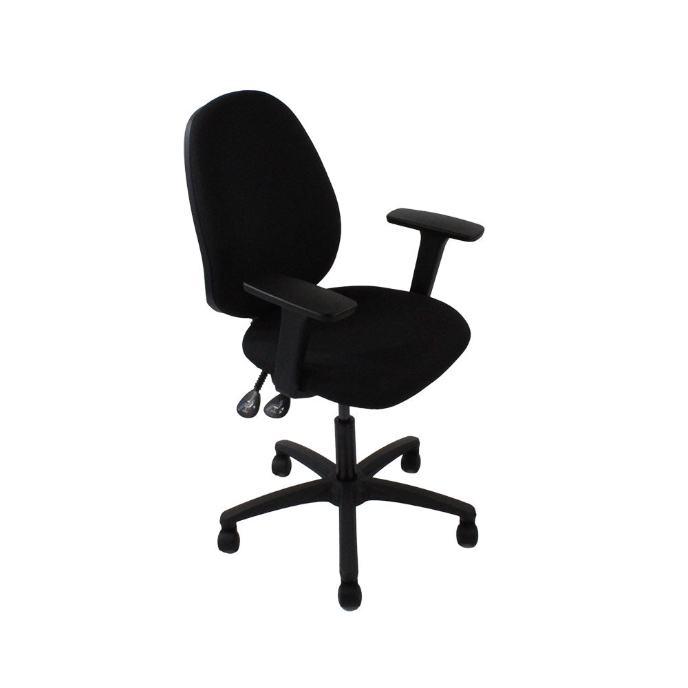 Saxe : <tc>Scoop</tc> Chaise haute d'opérateur en tissu noir - Reconditionnée