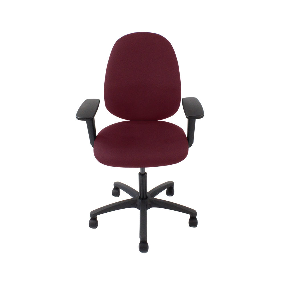 Saxe : <tc>Scoop</tc> Chaise haute d'opérateur en cuir bordeaux - Reconditionnée