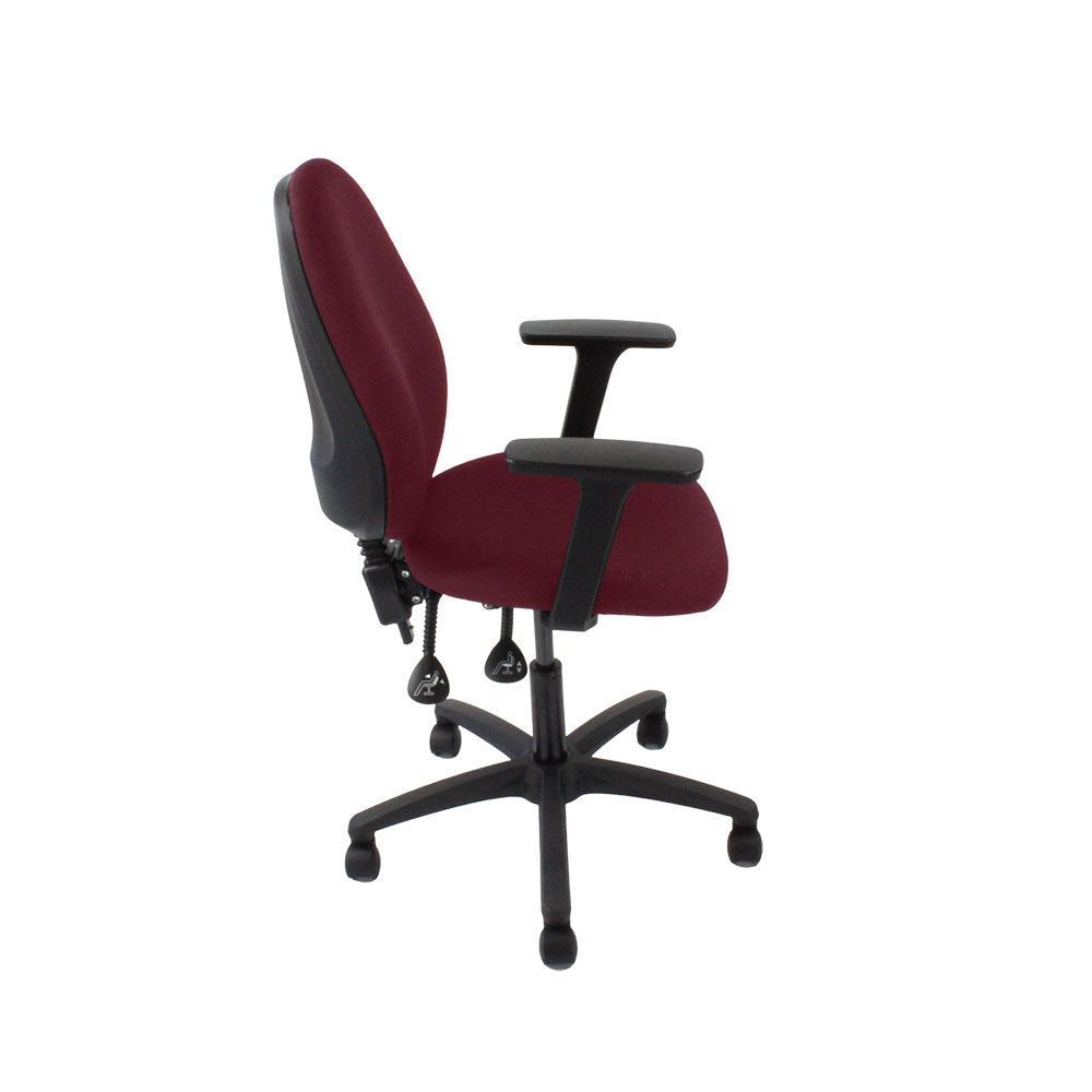 Saxe : <tc>Scoop</tc> Chaise haute d'opérateur en cuir bordeaux - Reconditionnée