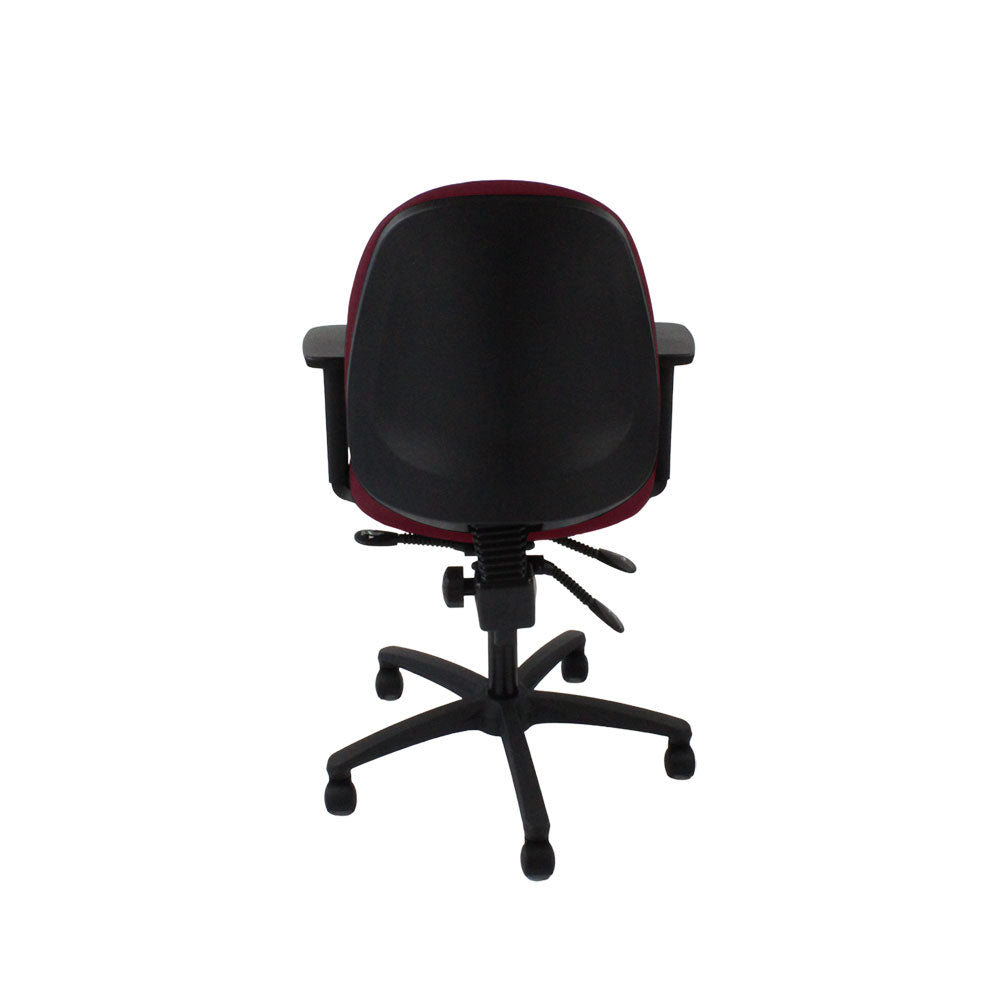 Saxe : <tc>Scoop</tc> Chaise haute d'opérateur en cuir bordeaux - Reconditionnée