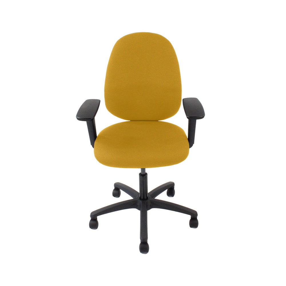 Saxe : <tc>Scoop</tc> Chaise haute d'opérateur en tissu jaune - Reconditionnée