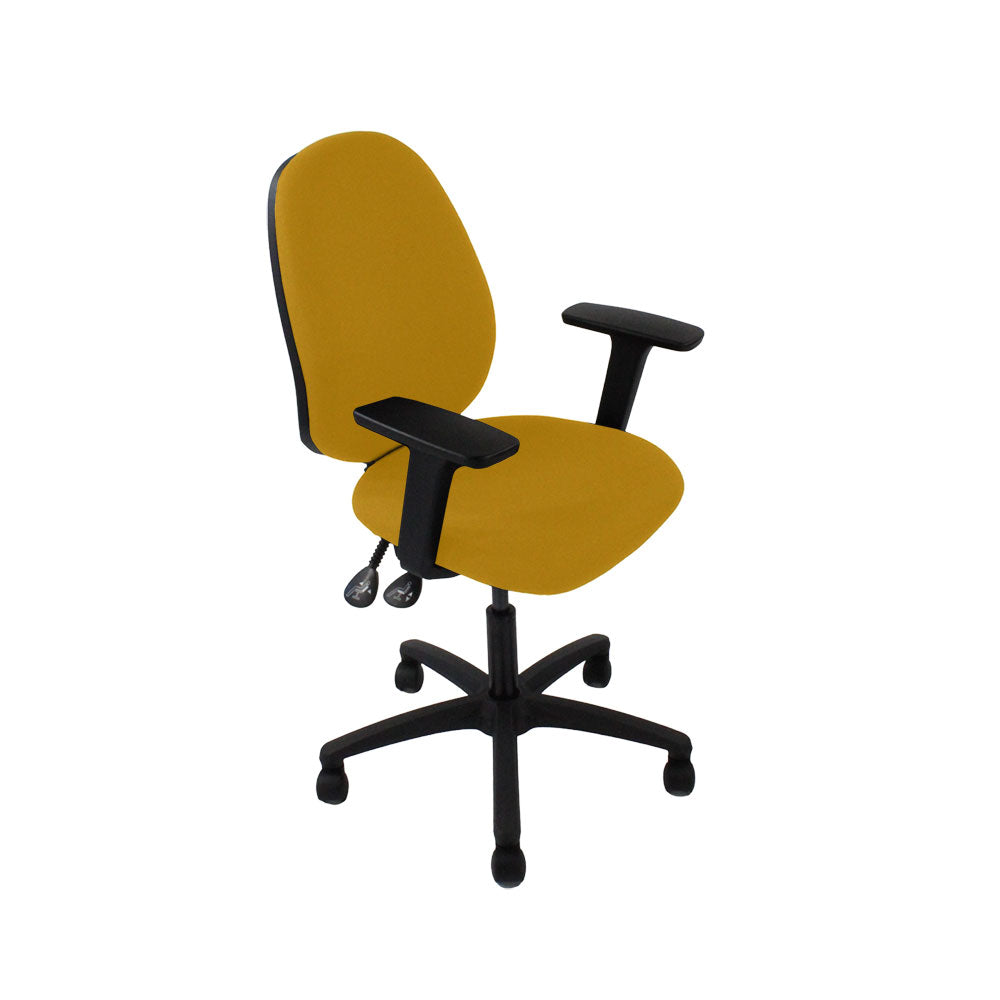 Saxe : <tc>Scoop</tc> Chaise haute d'opérateur en tissu jaune - Reconditionnée