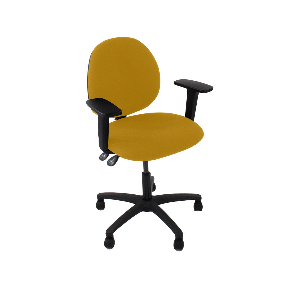 Saxe : <tc>Scoop</tc> Chaise d'opérateur en tissu jaune - Reconditionnée