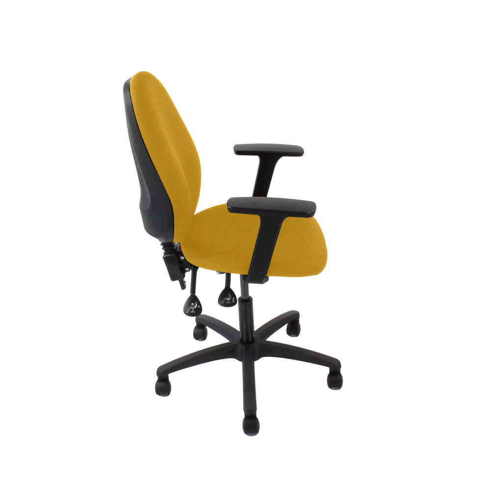 Saxe : <tc>Scoop</tc> Chaise haute d'opérateur en tissu jaune - Reconditionnée