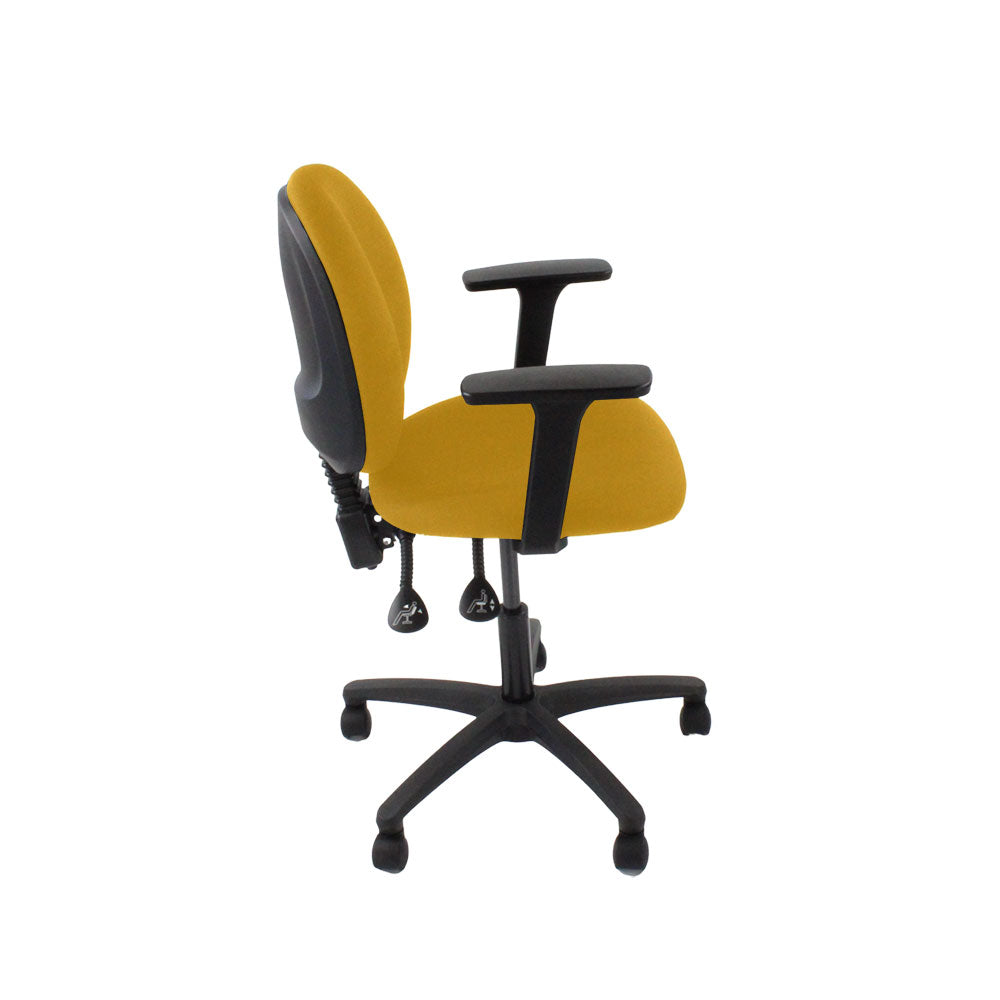 Saxe : <tc>Scoop</tc> Chaise d'opérateur en tissu jaune - Reconditionnée
