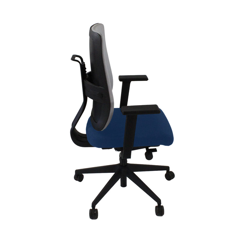 <tc>Viasit</tc>: <tc>Toleo Move</tc> Chaise de bureau avec dossier rembourré en tissu bleu - Reconditionnée