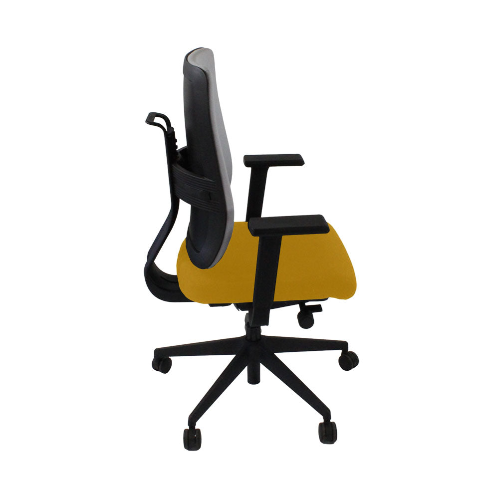 <tc>Viasit</tc>: <tc>Toleo Move</tc> Chaise de bureau avec dossier rembourré en tissu jaune - Reconditionnée