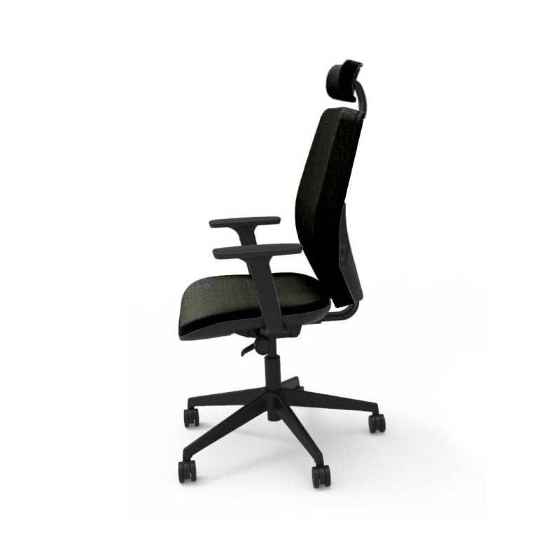 Saxen: Hide Office Chair - Medium Back with Headrest in Black Fabric - Refurbished