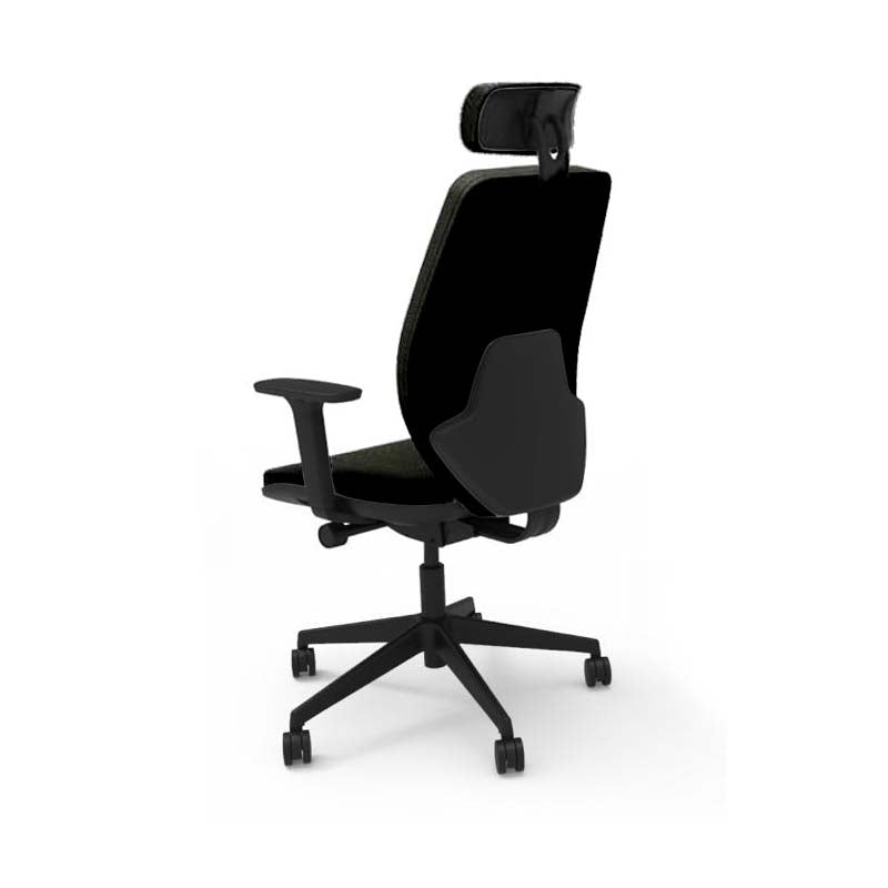 Saxen: Hide Office Chair - Medium Back with Headrest in Black Fabric - Refurbished