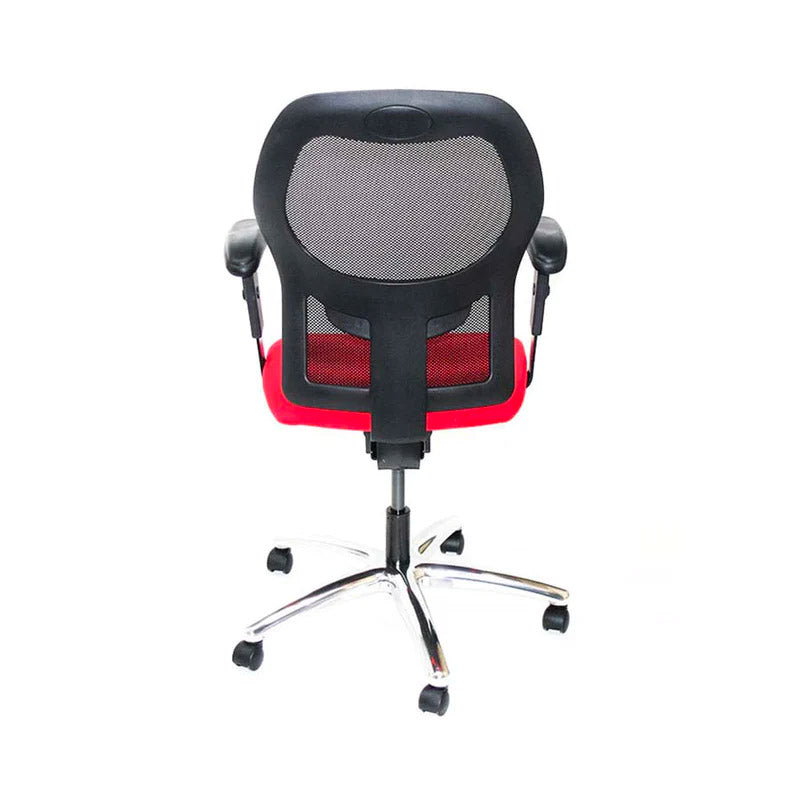 Ahrend : Chaise de travail type 160 en tissu rouge avec base en aluminium - Reconditionné
