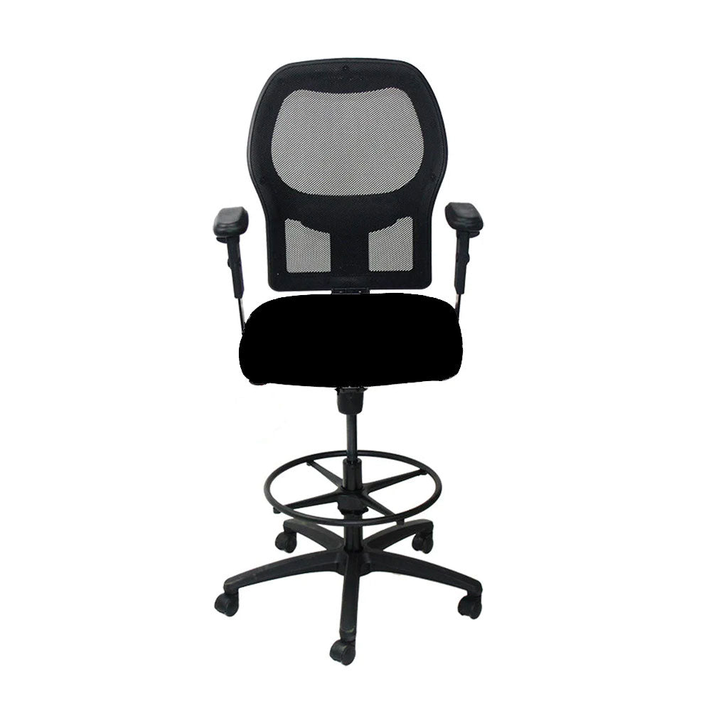 Ahrend: 160 Type Draughtsman Chair in Black Fabric - Black Base - Refurbished