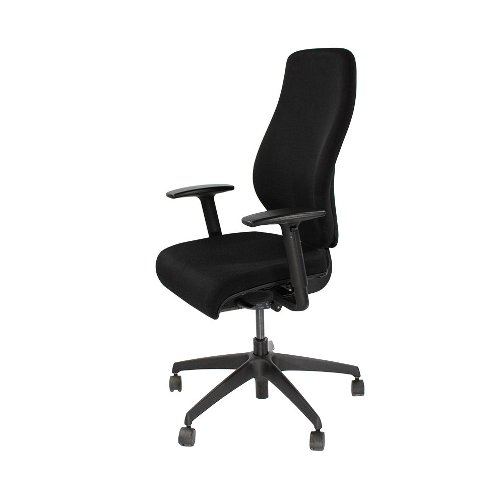 Boss Design : Chaise de travail clé - Nouveau cuir noir - Remis à neuf