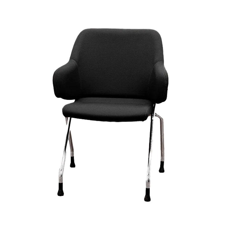 Boss Design : Chaise de réunion Skoot en cuir noir - Reconditionnée