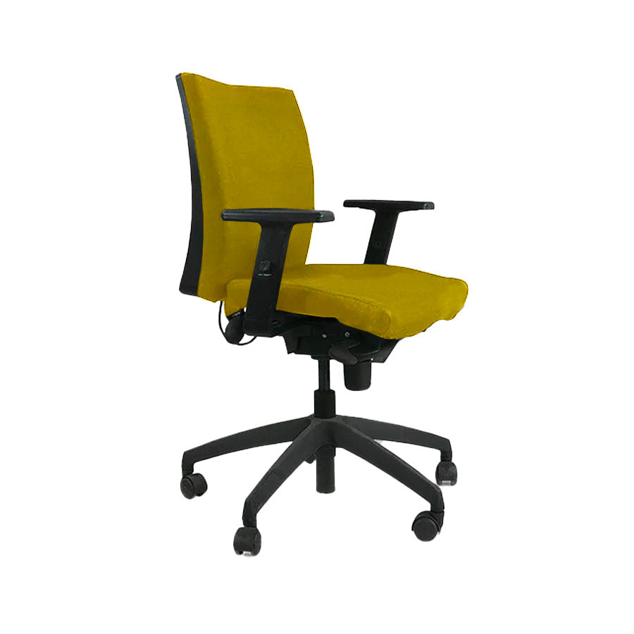 Connexion : Chaise de travail d'équipe en tissu jaune - Reconditionné